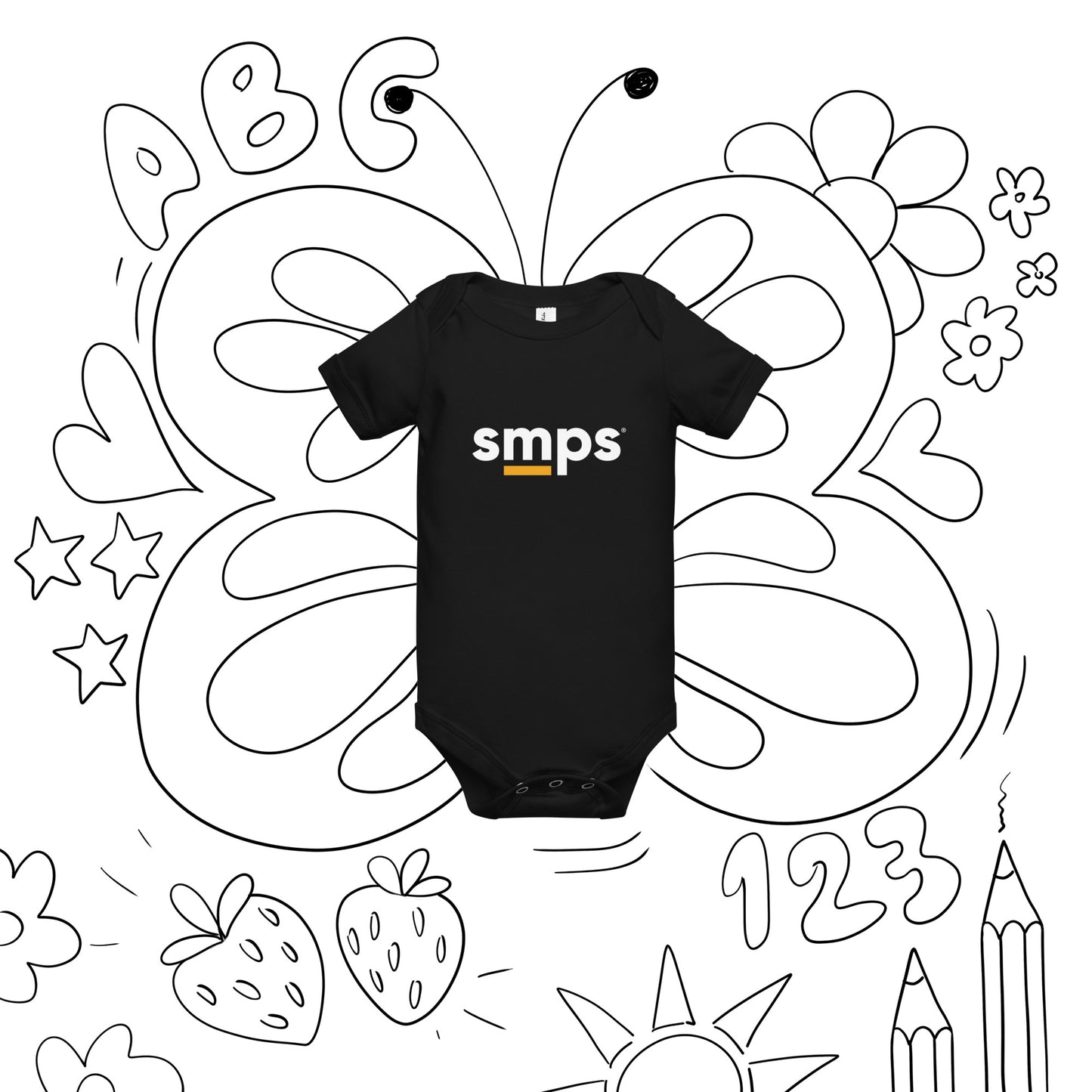 SMPS Baby short sleeve black one piece