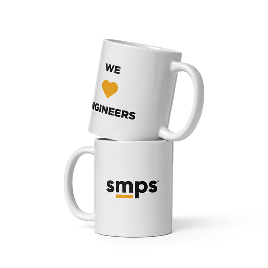 SMPS We Love Engineers White glossy mug