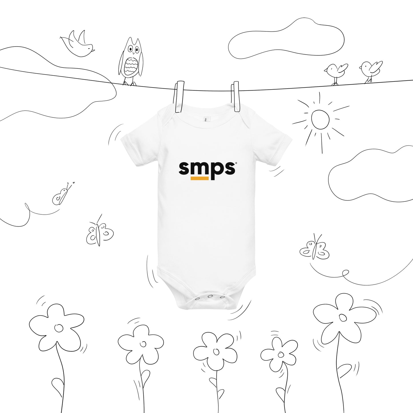 SMPS Baby short sleeve white one piece